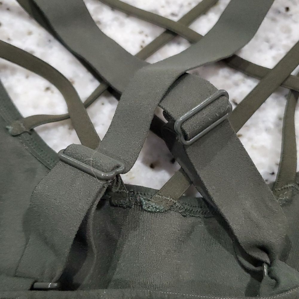 Victoria Sport Olive Criss Cross Athletic Sports Bra w Adjustable Straps Large - Picture 3 of 4